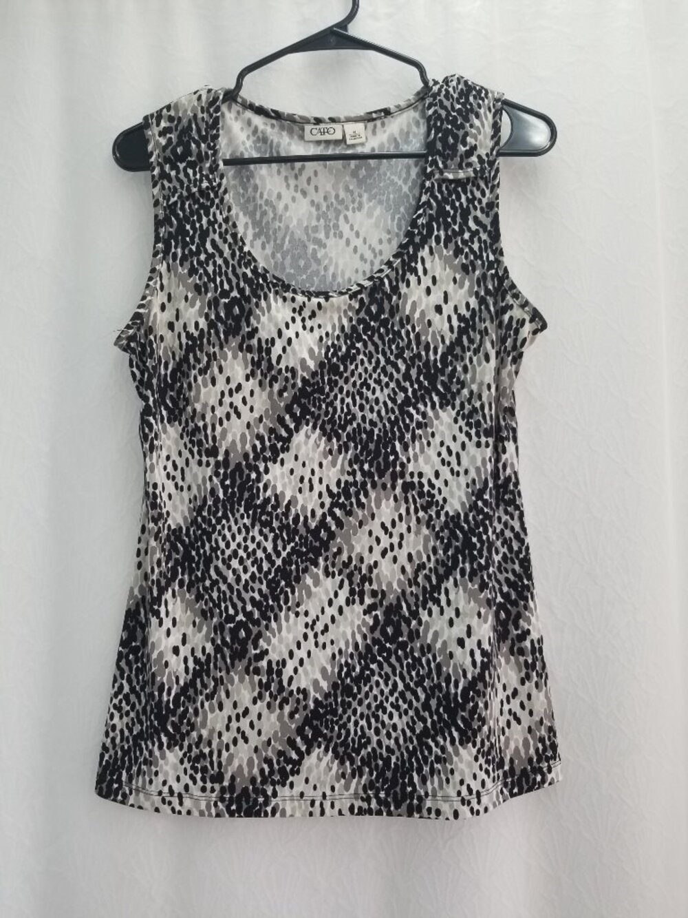 Cato Black White Diamond Pattern Sleeveless Tank Top Medium